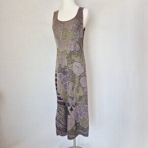 Peruvian Connection Sangiovese Floral Knit Pima Cotton Sheath Tank Dress Purple